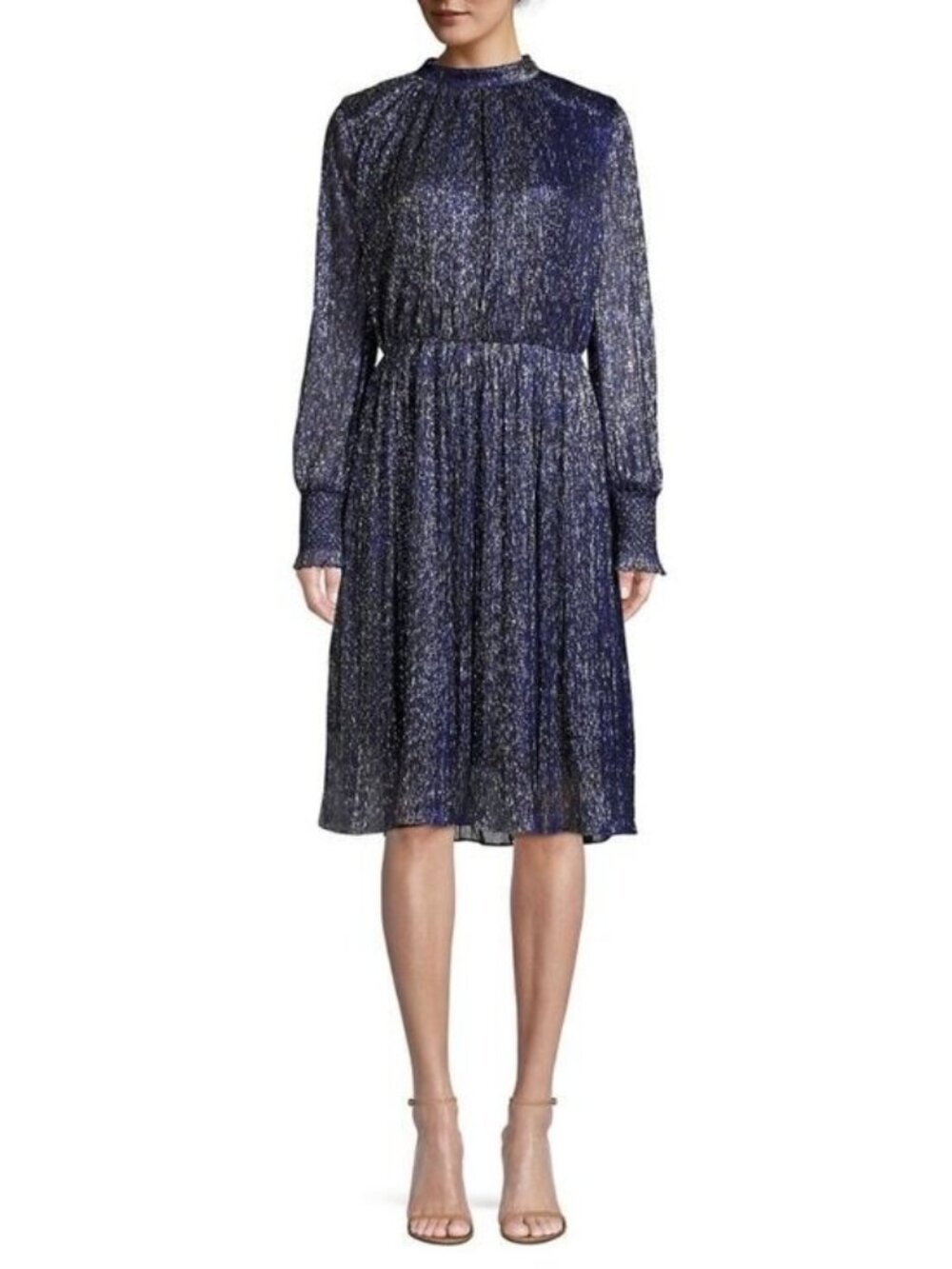 🛍 Sachin + Babi Catherine Metallic Midi Dress Blue Size 6